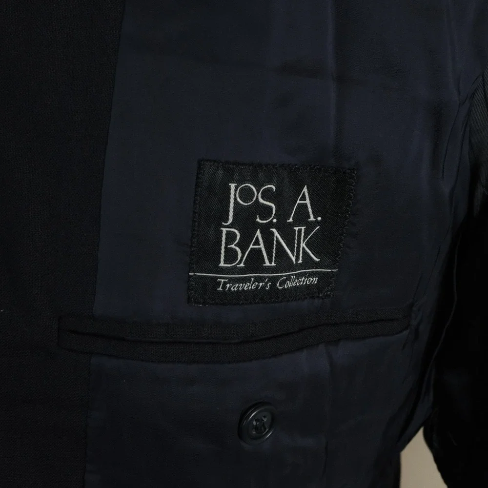 Jos A Bank 38R Traveler Blazer Wool Blend Navy Two Button Lined Vented Formal